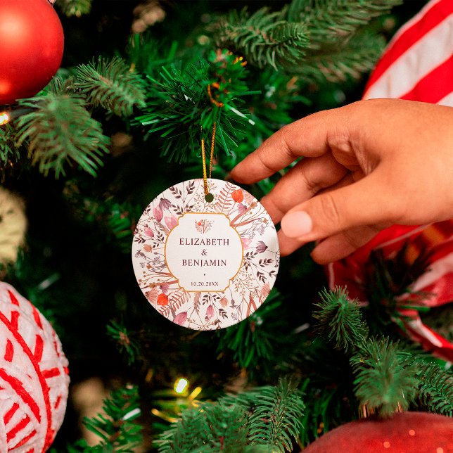 Adorno De Cerámica Gold Rustic Boho Chic Fall Wildflowers Wedding (Subido por el creador)