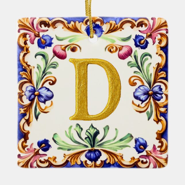 Adorno De Cerámica Golden Alphabet – Letter D (Anverso)