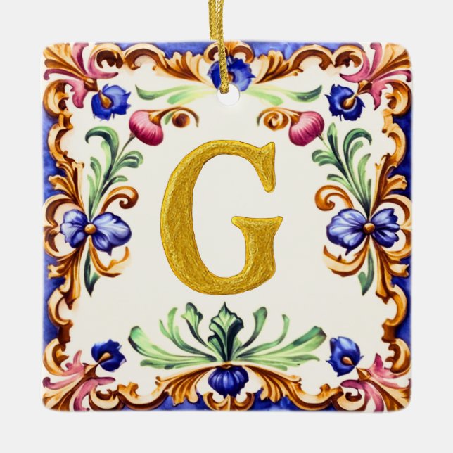 Adorno De Cerámica Golden Alphabet – Letter G (Anverso)