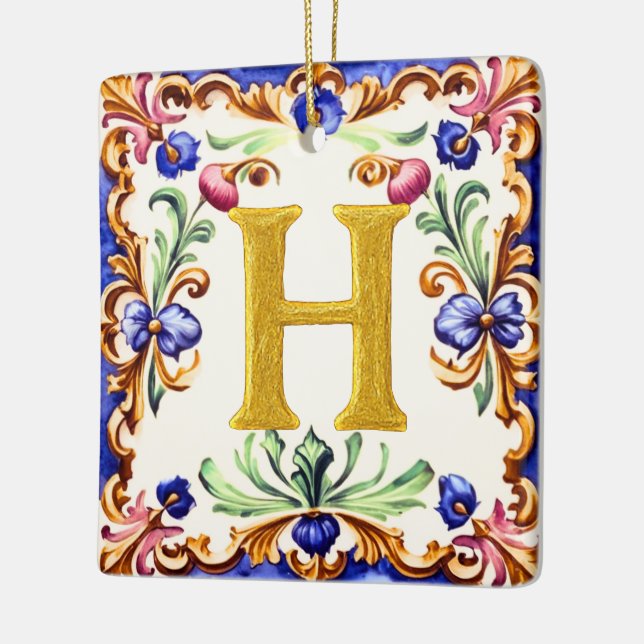 Adorno De Cerámica Golden Alphabet – Letter H (Izquierda)