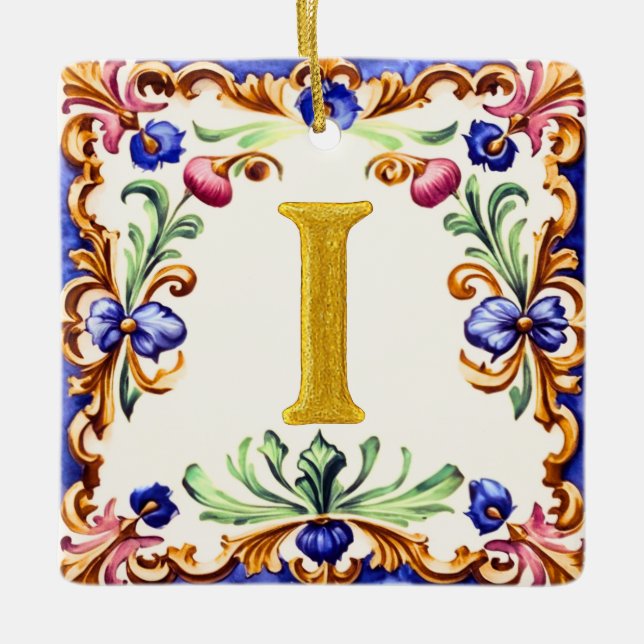 Adorno De Cerámica Golden Alphabet – Letter I (Anverso)