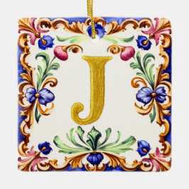 Adorno De Cerámica Golden Alphabet – Letter J Ceramic Ornament
