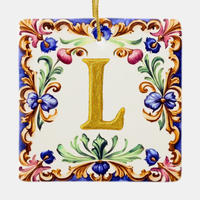Adorno De Cerámica Golden Alphabet – Letter L (Anverso)