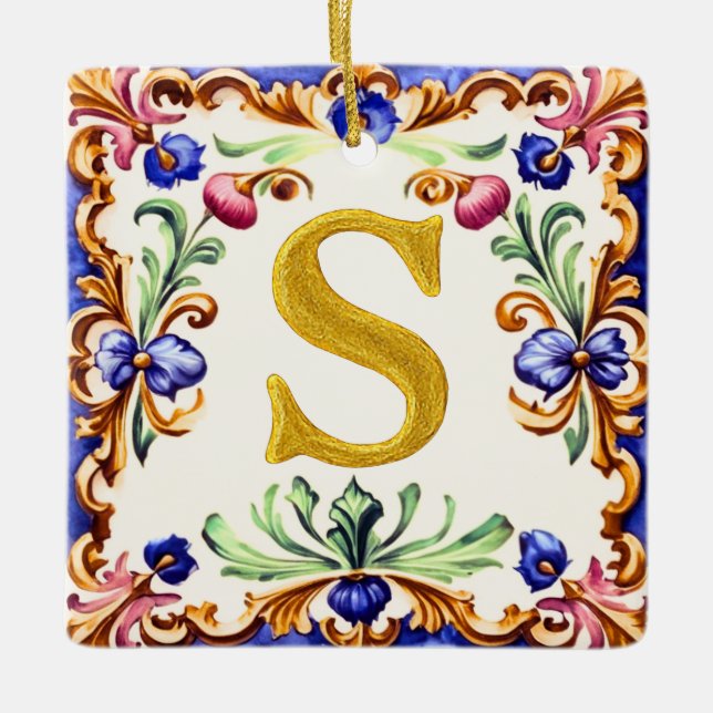 Adorno De Cerámica Golden Alphabet – Letter S (Anverso)
