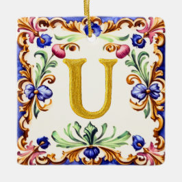 Adorno De Cerámica Golden Alphabet – Letter U