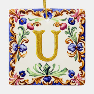Adorno De Cerámica Golden Alphabet – Letter U