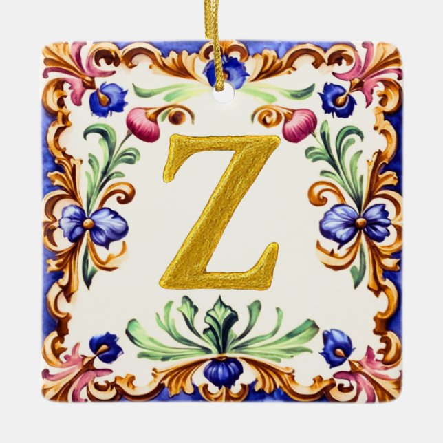 Adorno De Cerámica Golden Alphabet – Letter Z (Anverso)