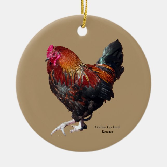 Adorno De Cerámica Golden Cockerel Rooster cutout ornament (Frente)