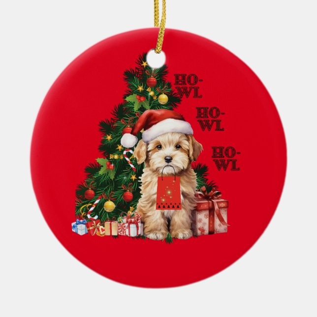 Adorno De Cerámica Golden Doodle Navidades Dog Howl (Frente)