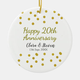 Adorno De Cerámica Golden dots glitter happy 20th anniversary wedding