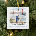 Adorno De Cerámica Golden Gate, San Francisco, Watercolor Travel Art<br><div class="desc">Golden Gate Bridge,  San Francisco,  Estados Unidos,  Ornamento cerámico de arte de viaje de acuarela. Personaliza con tu propio texto. Este es otro 100% original de Diseños de Hámster de Amueblado. #TravelSouvenirOrnaments,  #HandmadeTravelKeepsakes,  #DestinationThemedOrnaments,  #OrnamentsForTravelLovers,  #UniqueTravelGiftOrnaments,  #CustomTravelOrnaments,  #TravelInspiredDecorations,  #WorldTravelCollectibles,  #OrnamentsForTravellers,  #PersonalizedTravelers Ornamentos</div>