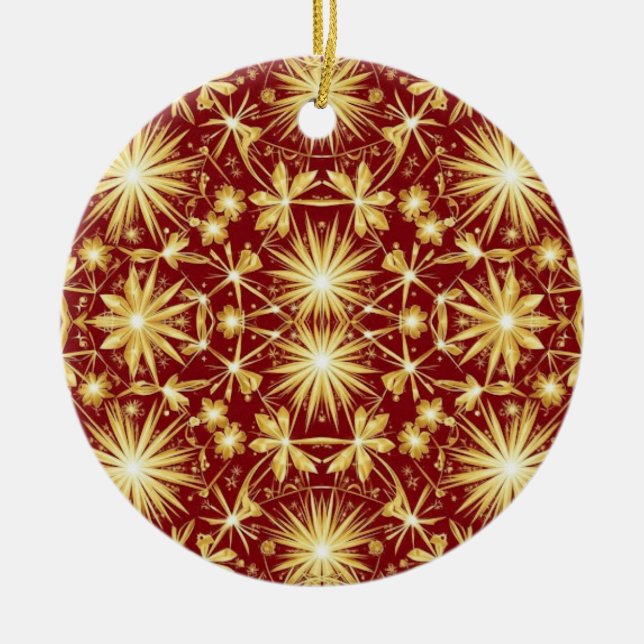 Adorno De Cerámica Golden Glory — Starburst Christmas Design (Frente)