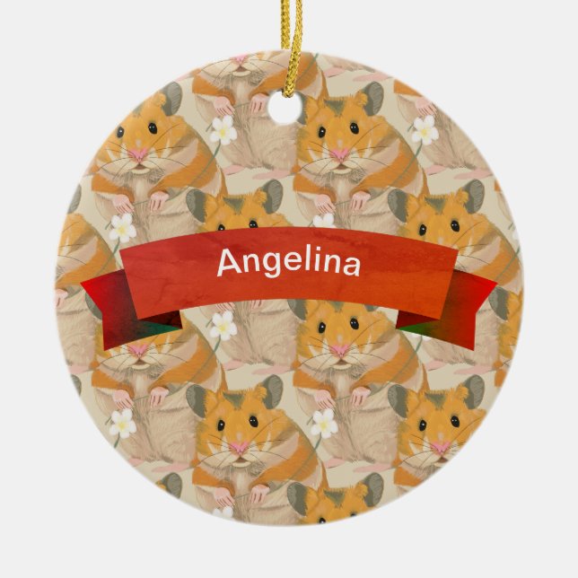 Adorno De Cerámica Golden Hamster Pattern personalised (Frente)