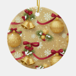 Adorno De Cerámica Golden Holiday Charm — Christmas Ornament Pattern