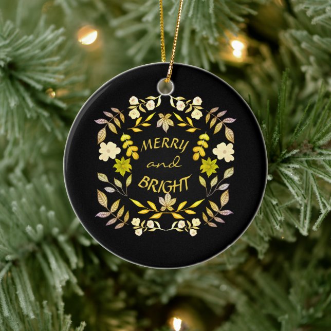 Adorno De Cerámica GOLDEN MERRY Y BRIGHT personalizado (Árbol)