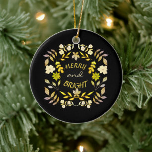 Adorno De Cerámica GOLDEN MERRY Y BRIGHT personalizado