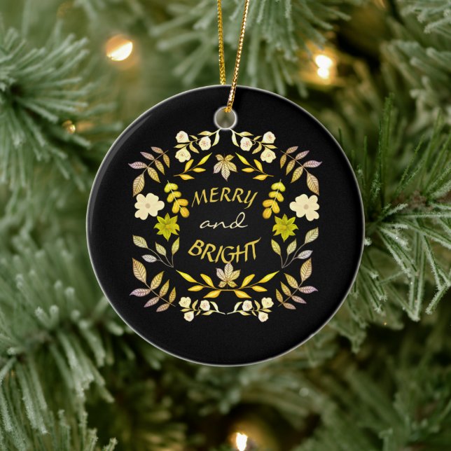 Adorno De Cerámica GOLDEN MERRY Y BRIGHT personalizado (Árbol)