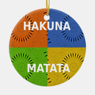 Adorno De Cerámica Golden Red Blue Green Hakuna Matata