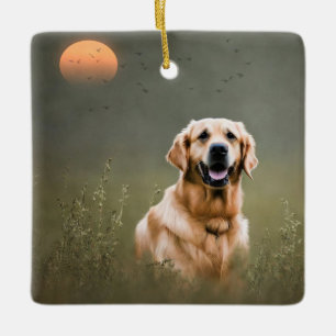Adorno De Cerámica Golden Retriever