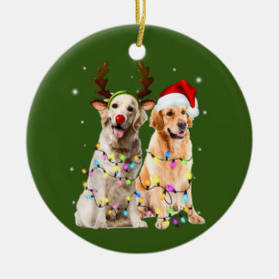 Adorno De Cerámica Golden Retriever christmas