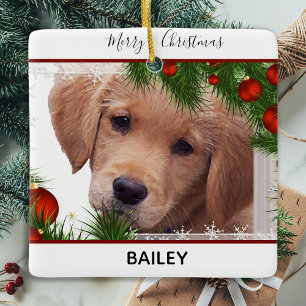 Adorno De Cerámica Golden Retriever Christmas - Cute Dog Puppy