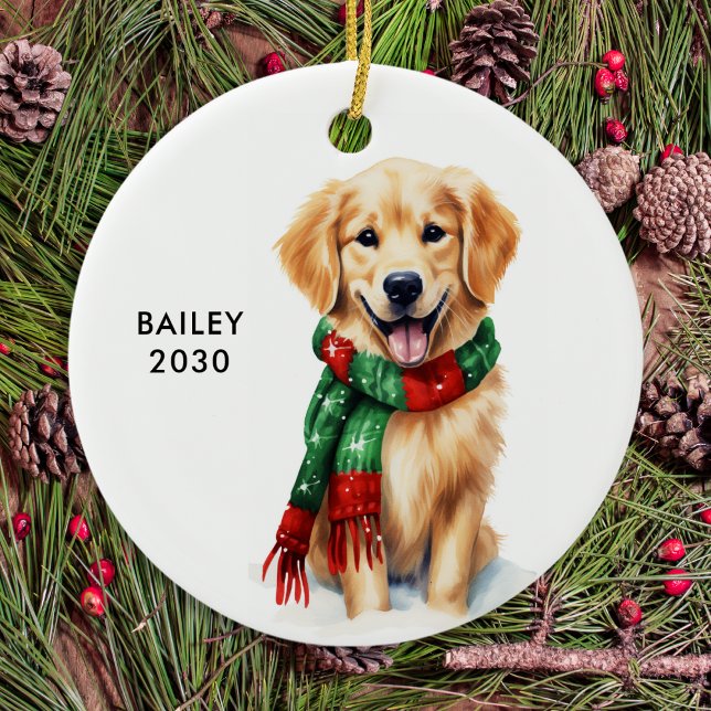 Adorno De Cerámica Golden Retriever Christmas Ornament (Subido por el creador)