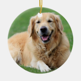 Adorno De Cerámica Golden Retriever Christmas Ornament Custom Circle