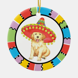 Adorno De Cerámica Golden retriever de la fiesta