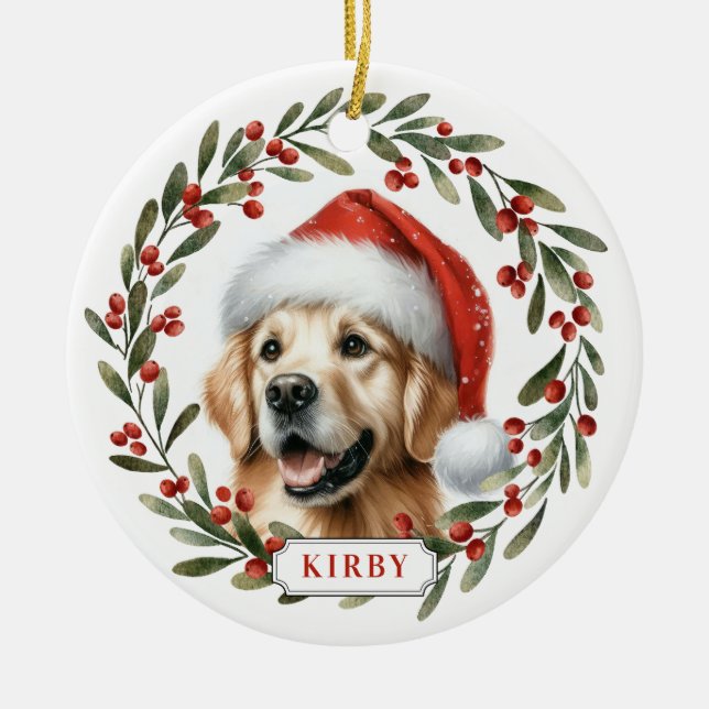 Adorno De Cerámica Golden Retriever Dog Ceramic Circle Ornament (Frente)