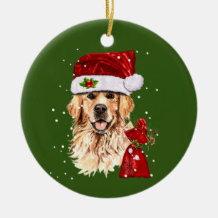 Adorno De Cerámica Golden Retriever   Dog Christmas Holiday Gift