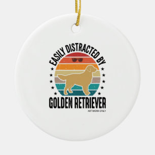 Adorno De Cerámica Golden Retriever Fácilmente Distraído Diseño de Pe