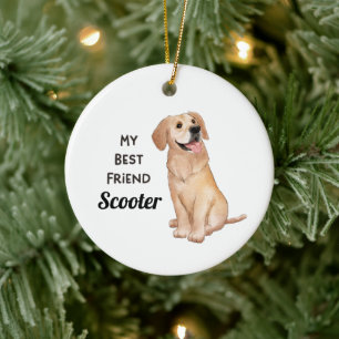 Adorno De Cerámica Golden Retriever My Best Friend Custom Name