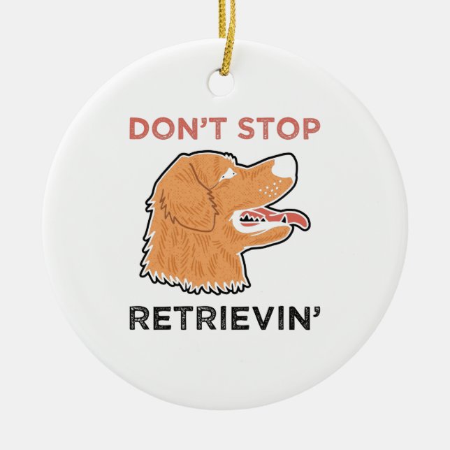 Adorno De Cerámica Golden Retriever - No dejes de recuperar (Frente)