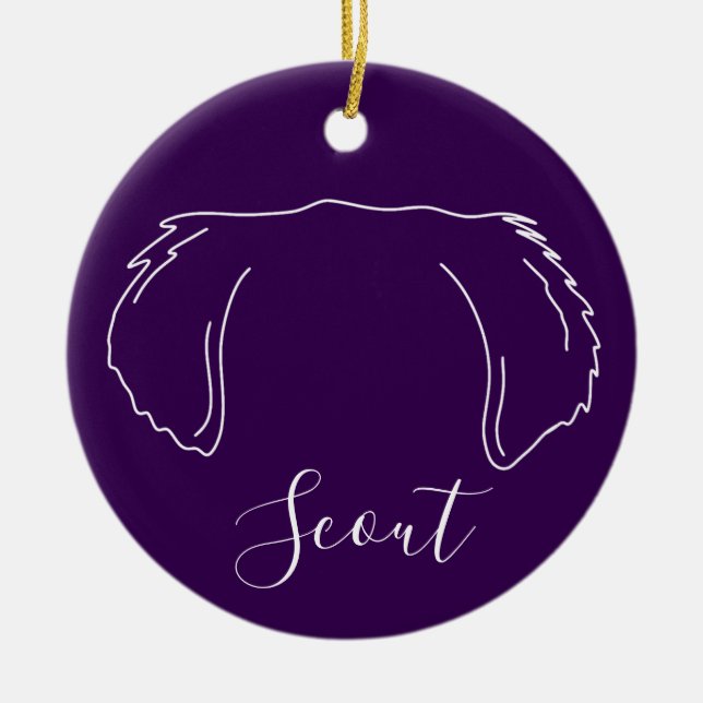 Adorno De Cerámica Golden Retriever Ornament (Om Logo) (Frente)