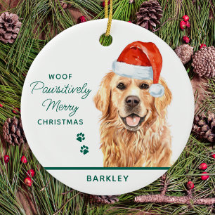Adorno De Cerámica Golden Retriever Personalized Dog Merry Christmas
