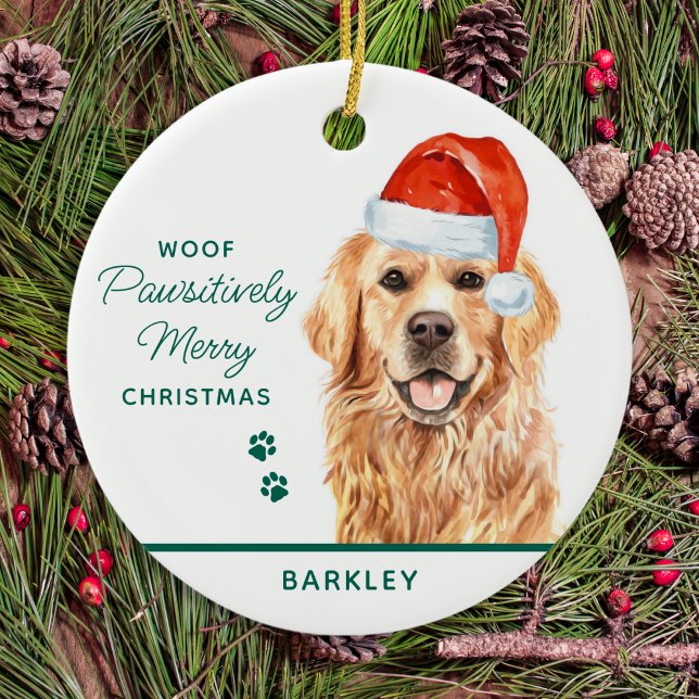 Adorno De Cerámica Golden Retriever Personalized Dog Merry Christmas (Subido por el creador)