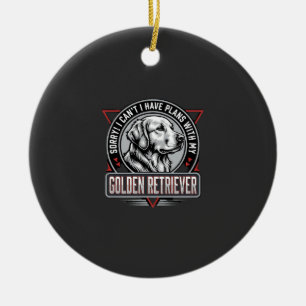 Adorno De Cerámica Golden Retriever Planea Diseño de Insignia de Perr