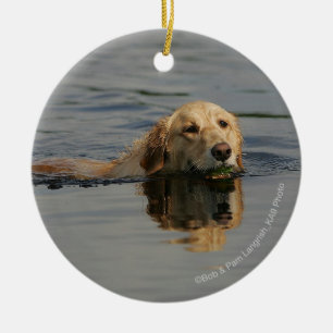 Adorno De Cerámica Golden retriever que nada