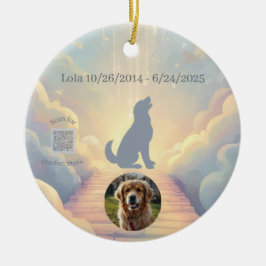 Adorno De Cerámica Golden Retriever Rainbow Bridge Memorial Ornament