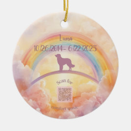 Adorno De Cerámica  Golden Retriever Rainbow Bridge Ornament