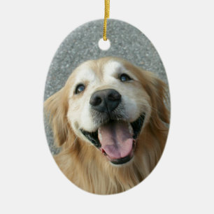 Adorno De Cerámica Golden retriever sonriente