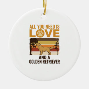 Adorno De Cerámica Golden Retriever Todo lo que necesitas es amor Vin