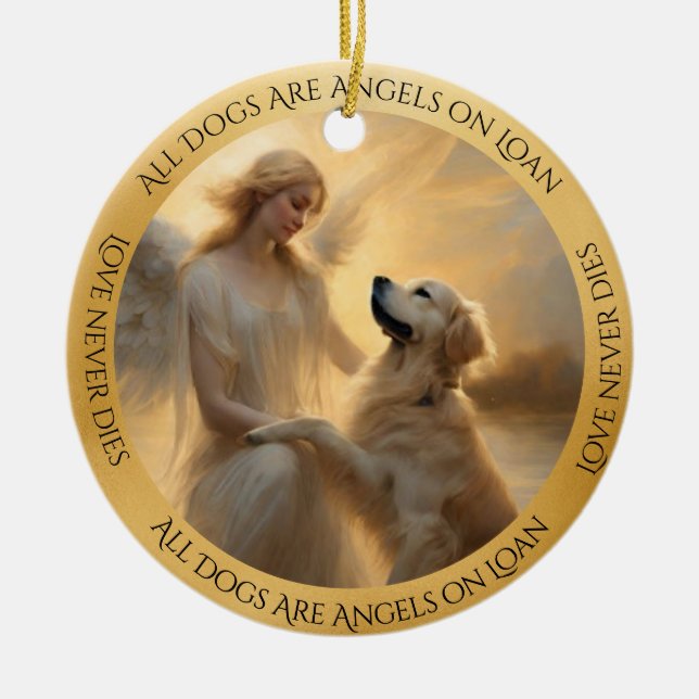 Adorno De Cerámica Golden RetrieverPersonalized Angel Memorial (Frente)