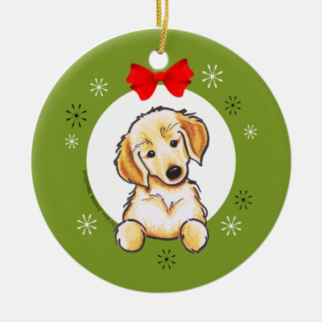 Adorno De Cerámica Golden Retripy First Christmas Classic (Frente)