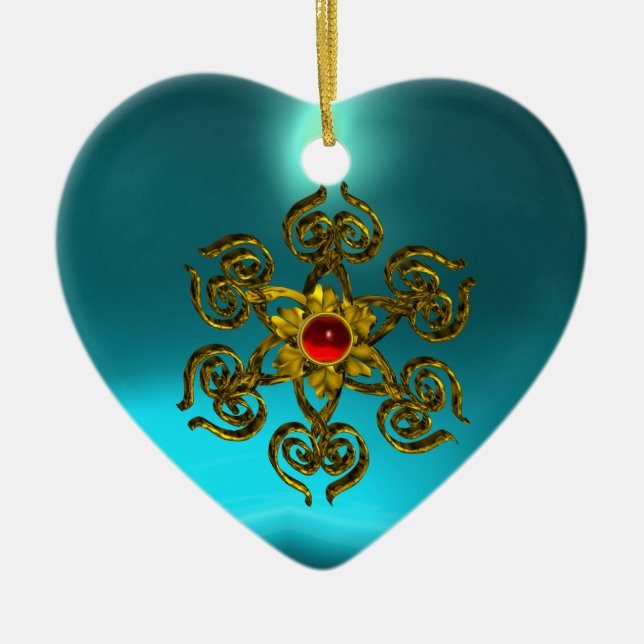 Adorno De Cerámica GOLDEN ROSA RUBY ,Blue Aquamarine ,Púrpura rosa (Frente)