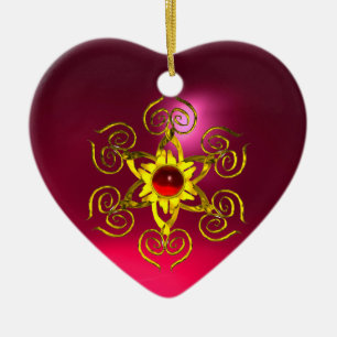 Adorno De Cerámica GOLDEN ROSA RUBY, morado rosado