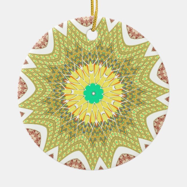 Adorno De Cerámica gOLDEN YELLOW Patrón tribal étnico africano (Frente)