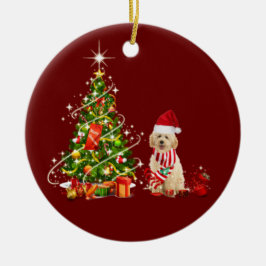 Adorno De Cerámica goldendoodle con Navidades de Gorra Scaft
