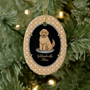 Adorno De Cerámica Goldendoodle Mom Doodle Mom (rojo dorado)
