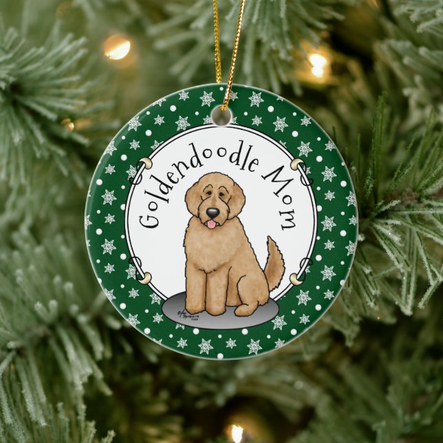 Adorno De Cerámica Goldendoodle Mom Doodle Mom (rojo dorado) (Árbol)